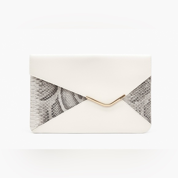 henri bendel Handbags - Henri Bendel Snakeskin & Cream Clutch/ Crossbody
